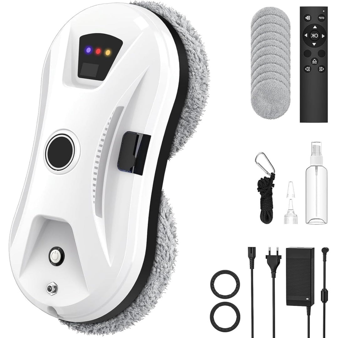 Robot pour surfaces vitrees avec le nettoyage des bords