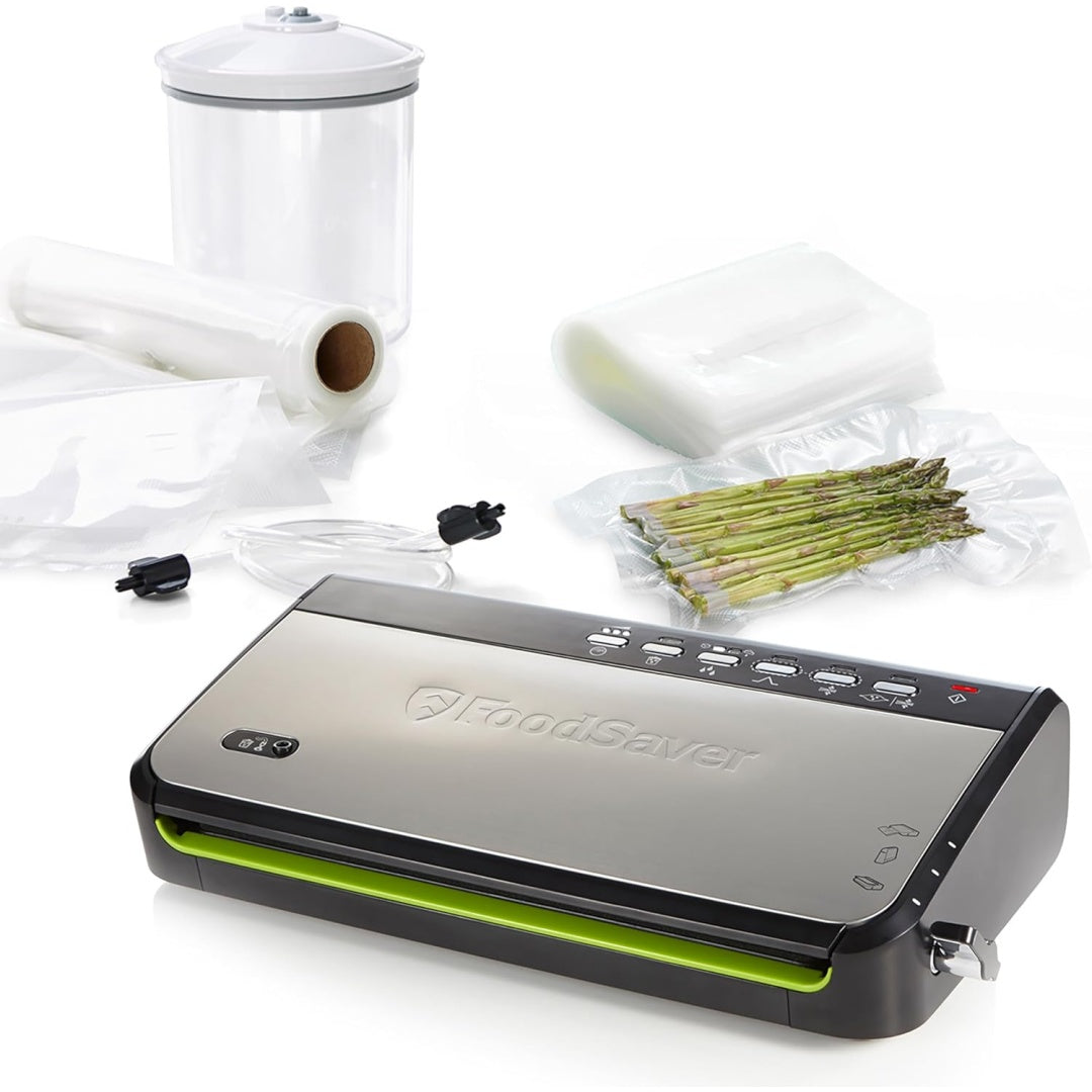 Machine de mise sous vide associant soudure des sachets au coloris gris et blanc