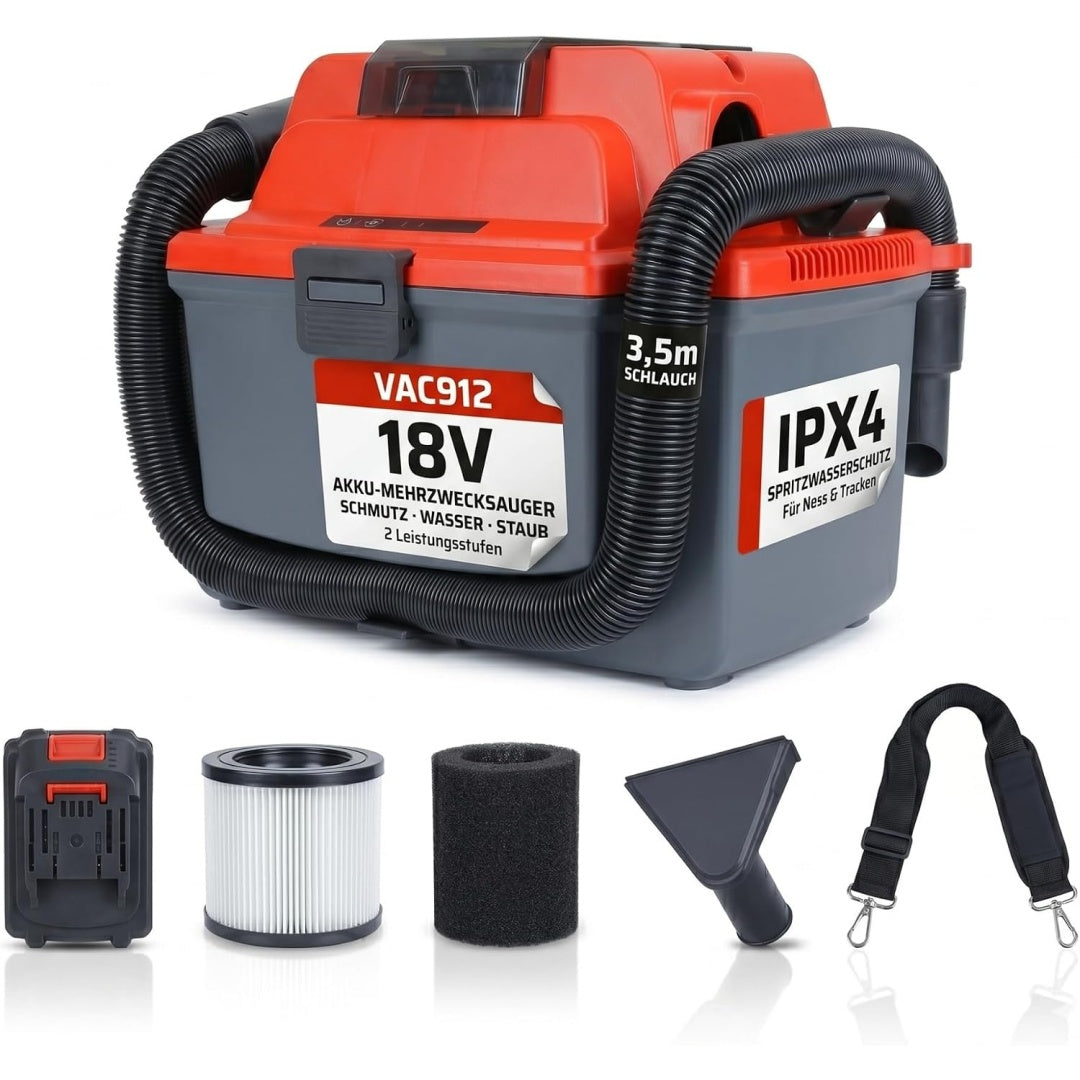 Aspirateur mixte proposant une contenance annoncee de 16 l