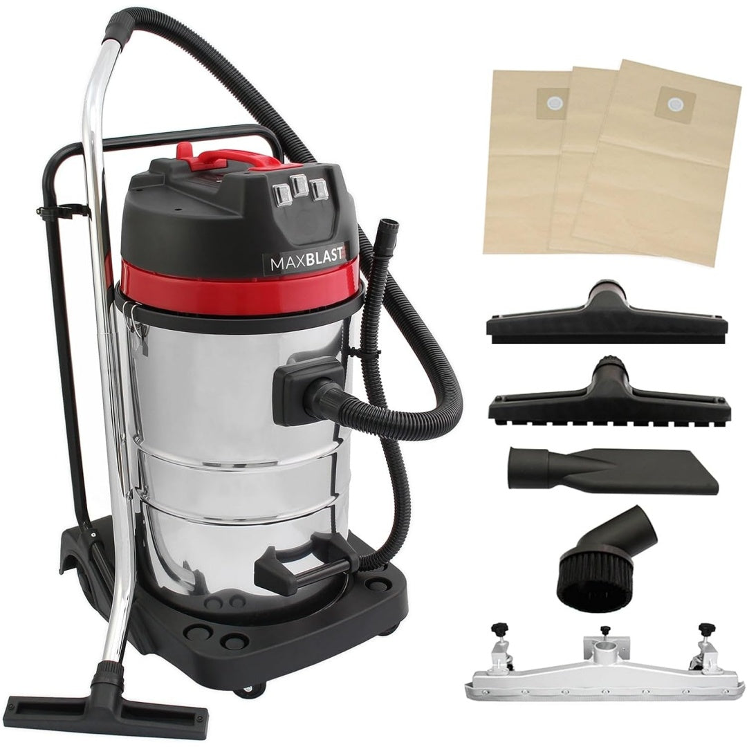 Aspirateur pour liquides et poussieres alliant une puissance annoncee de 000 W et la collecte avec sac