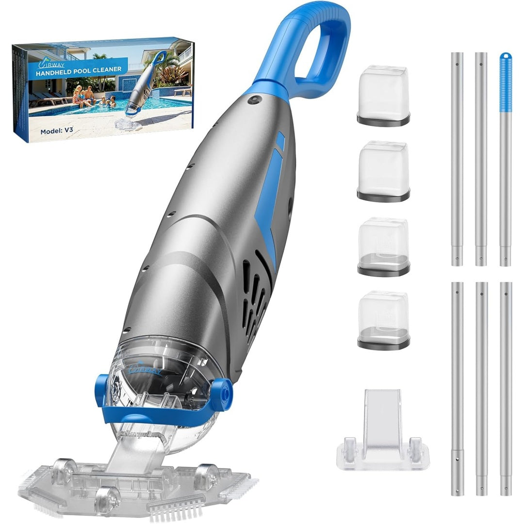 Nettoyeur de piscine avec une puissance annoncee de 120 W, coloris gris et blanc